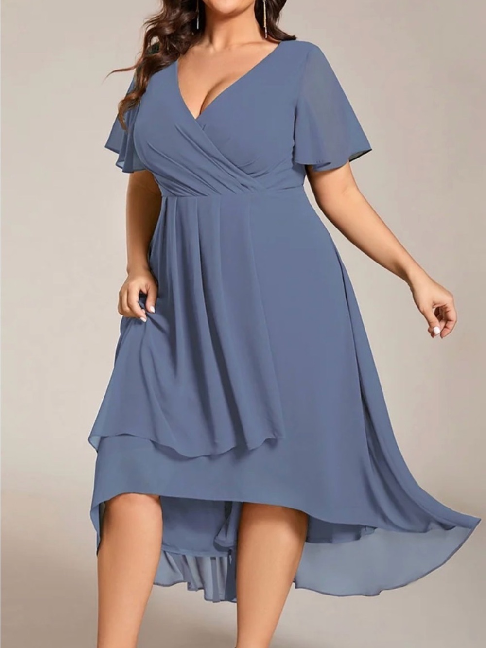 Ever Pretty Dusty Blue V-Neck Wrap Dress 14